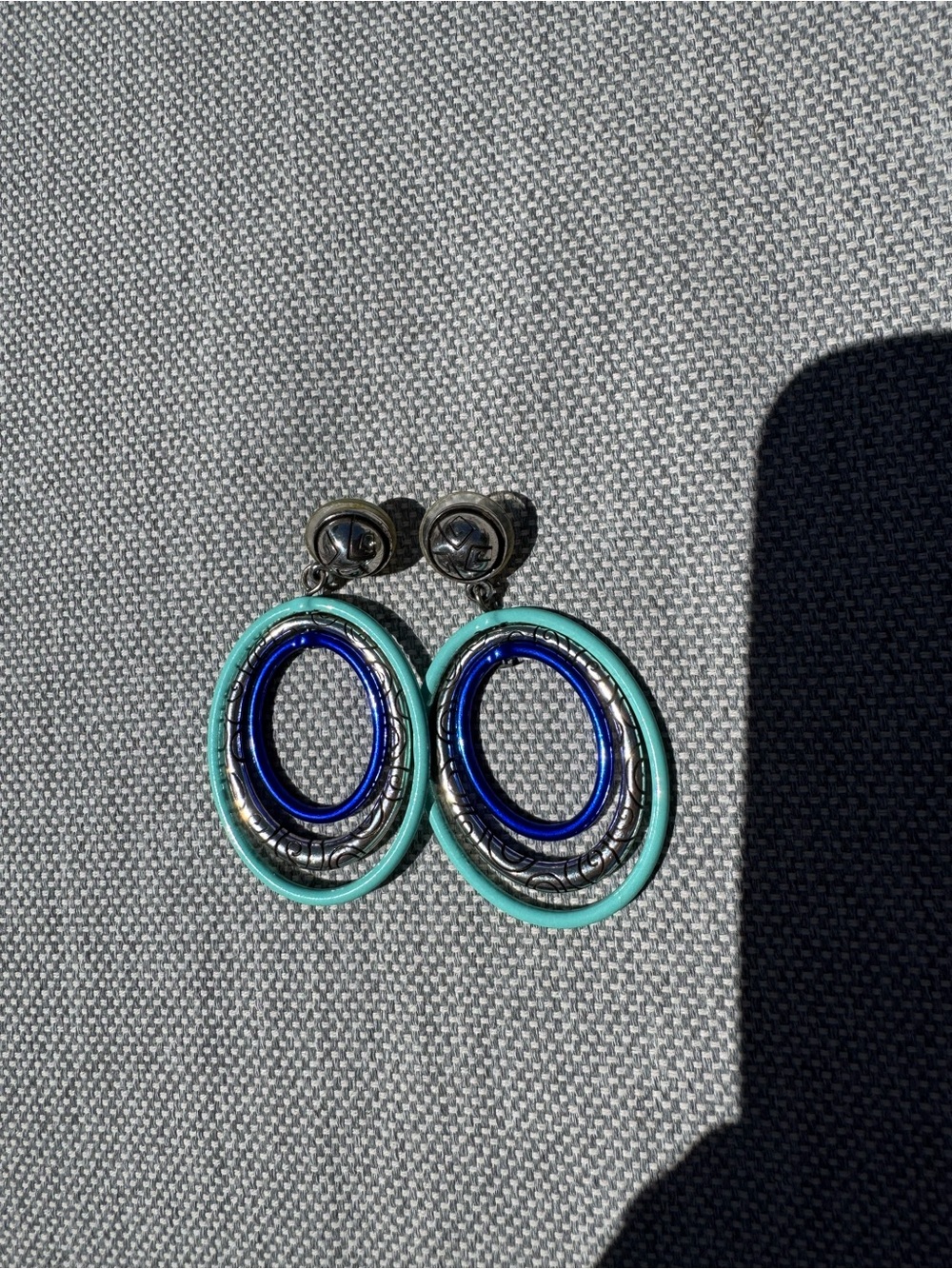 Brighton Blue & Teal Hoop Drop Earrings - Picture 6 of 7